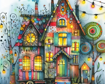 50 images Whimsical House Images Digital Art Printable Instant Digital Download Digital Scrapbooking Journaling Card Making Fantasy