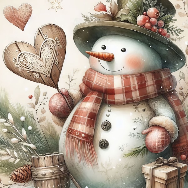 Digital Kit 42 Valentine Snowman Images Digital Art Printable Kit Instant Digital Download Vintage Images Digitals Vintage Digitals