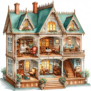 38 Images Victorian Dollhouse Images Digital Art Printable Kit Instant ...