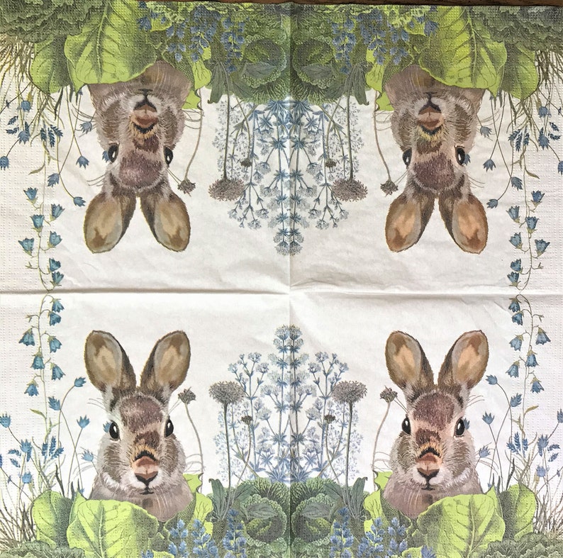 Junk Journals Collage Paper Cabbage Patch Bunny Decoupage Art Tissue Decoupage Decoupage Napkin 6.5 x 6.5 064 Scrapbooking