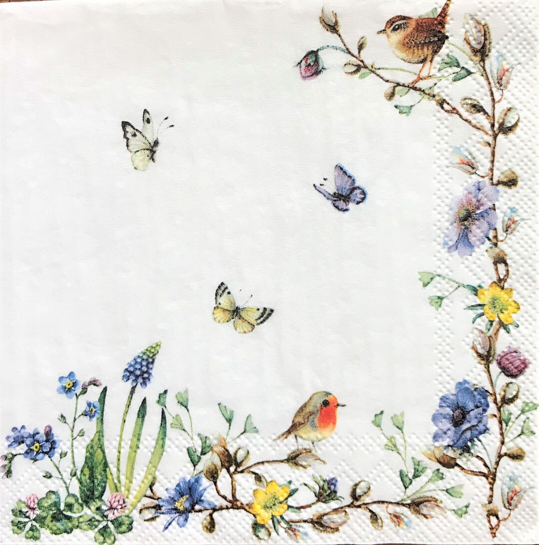 Decoupage Napkins, 5 X 5, English Garden Napkin, Collage Napkin, Junk