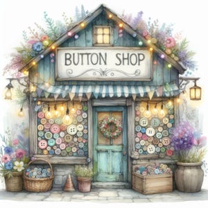 50 Button Shop Images: JPEG  Images, Digital Art, Printable Instant Digital Download, Journaling, Card Making, Crafts, Fantasy, Whimsical