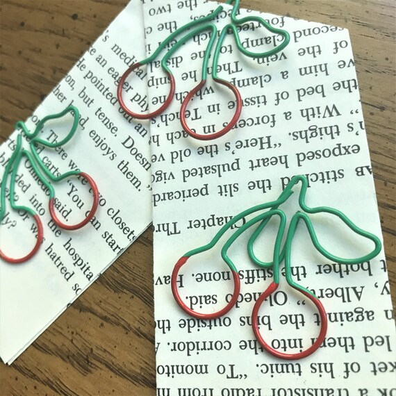 Set of 3 Cherries with Stems Paper Clips, Journal Clips, Planner Clips, TN  Accessories, Journal Clip, Bookmark, Page Marker