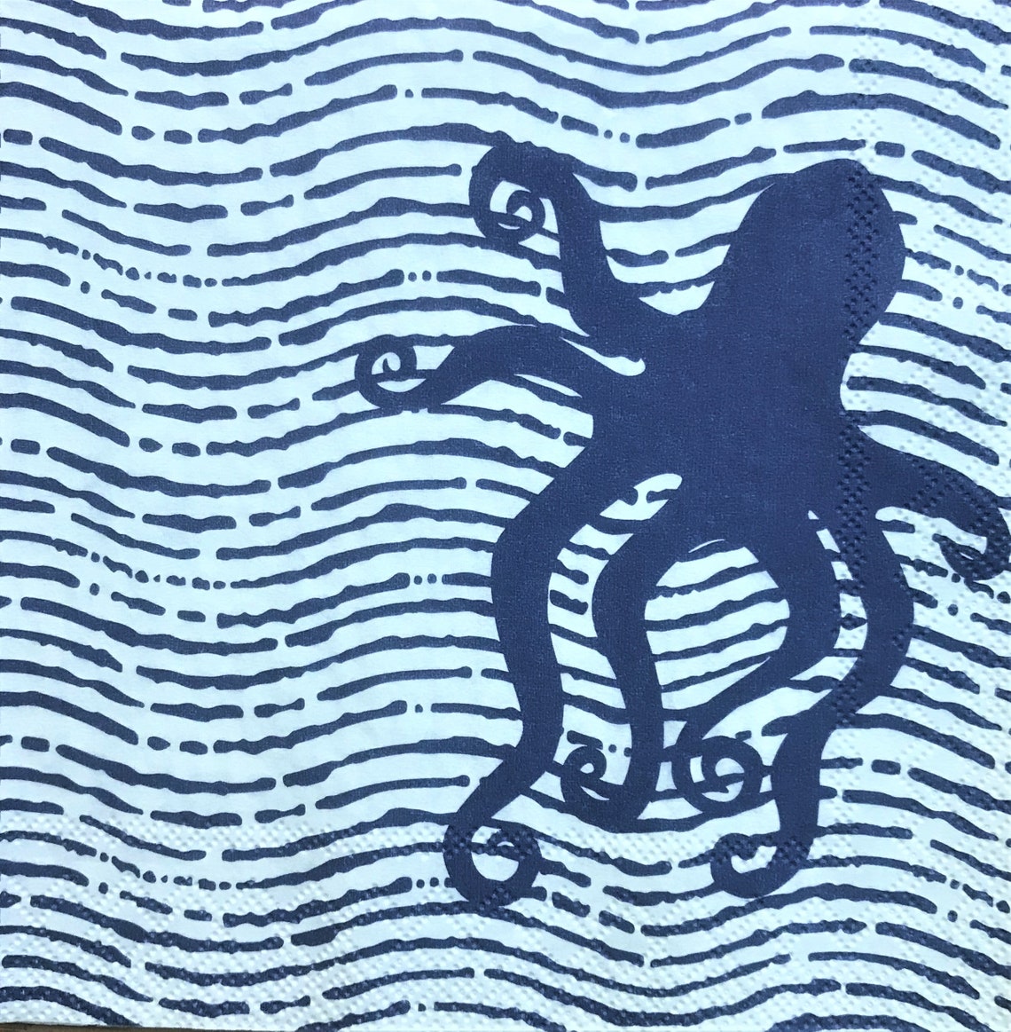 Decoupage Napkin 5 x 5 Blue Octopus Etsy