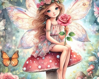 Digital Kit 31 Cute Fairies Digitals Digital Art Kit Watercolor Digitals Fairy Digitals