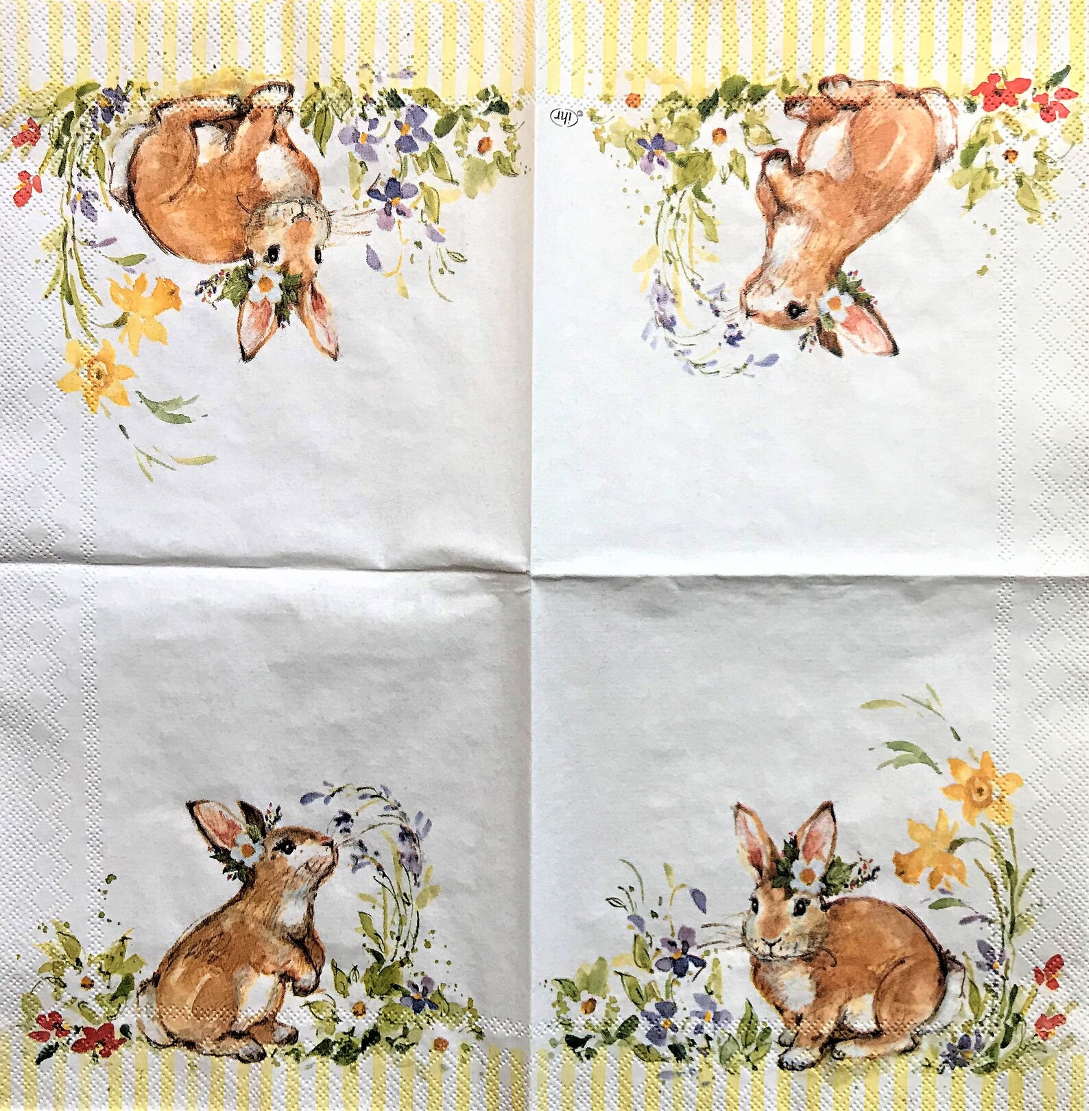 Decoupage Napkin 5 x 5 Sweet Brown Bunny Etsy