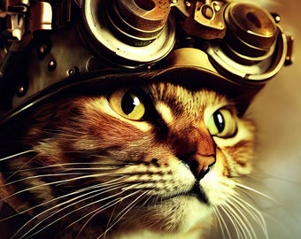 23 images Steampunk Cats: Digital Art, Instant Digital Download, Vintage Images, Scrapbooking, Journaling, Card Making