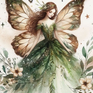 60 afbeeldingen Bosfee: JPG-afbeeldingen Digitale kit Digitale kunst Aquarel Digitals Fantasy Digitals Scrapbooking Journaling Kaarten maken