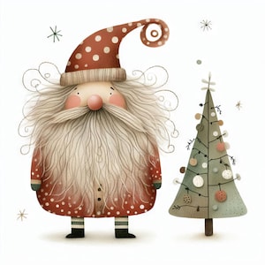 50 images Quirky Primitive Santa and Tree Digital Art Instant Digital Download Scrapbooking Journaling Card Making Posters Fantasy Whimsical
