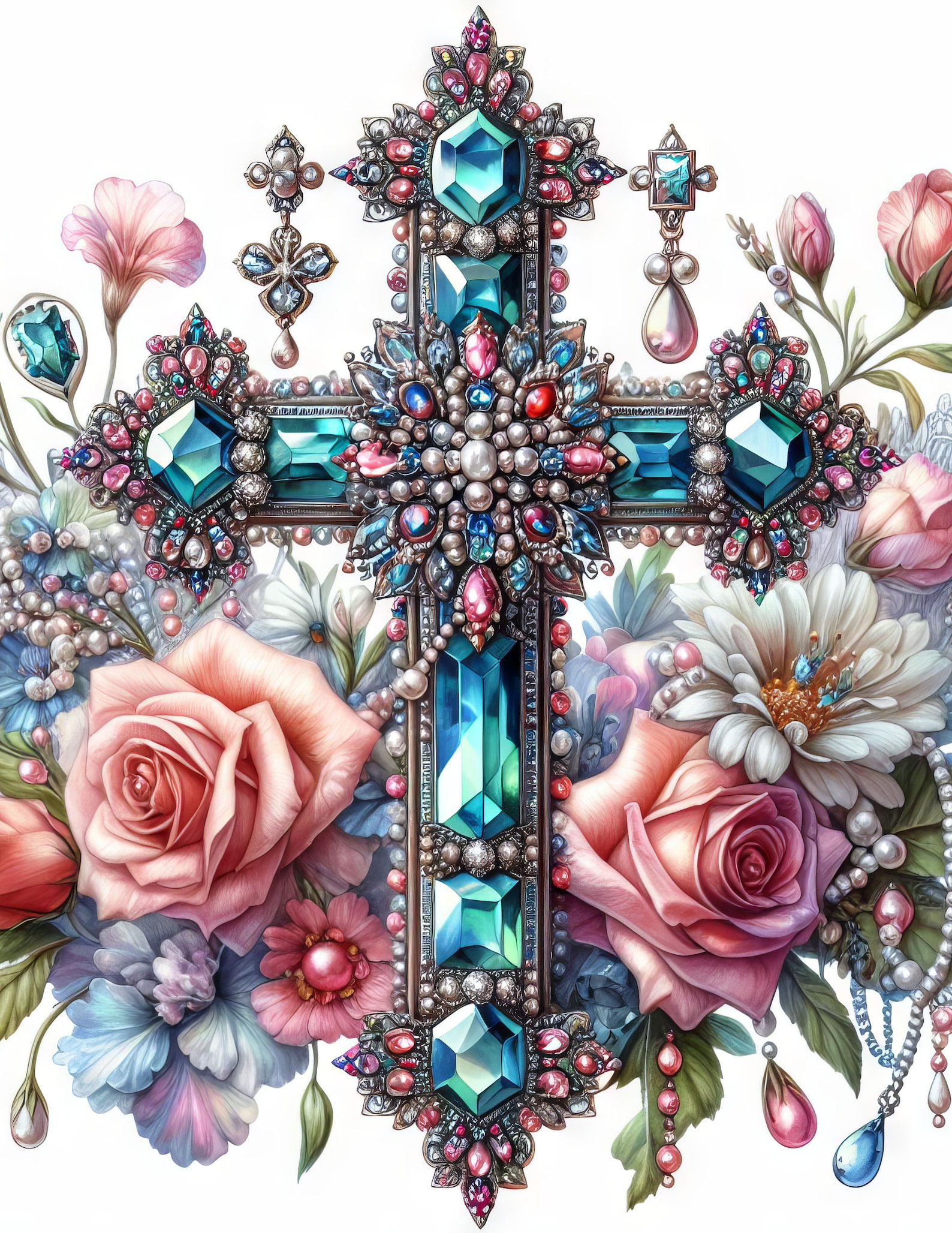 44 Images Jeweled Cross: Digital Art, Printable Download, Vintage ...
