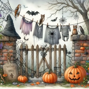 55 imágenes Imágenes extravagantes de tendederos de Halloween Kit de arte digital imprimible Descarga digital instantánea Imágenes gráficas Diario Fabricación de tarjetas