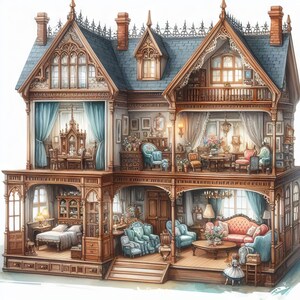 38 Images Victorian Dollhouse Images Digital Art Printable Kit Instant ...