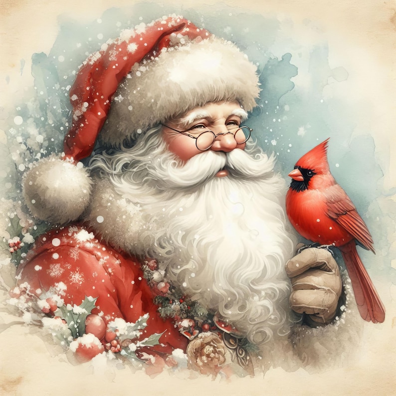 50 Santa and Cardinal Images #2: Digital Art, Instant Digital Download ...