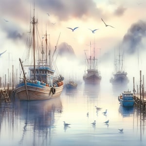 52 Images Misty Harbor Digital Art Printable Instant Digital Download 52-images-misty-harbor-digital-art-printable-instant-digital-download