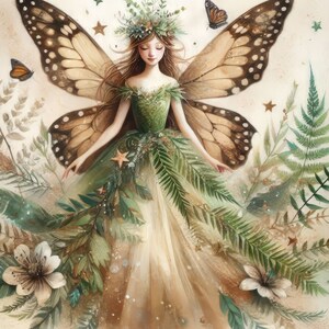 60 imágenes Hada del bosque: Imágenes JPG Kit digital Arte digital Acuarelas digitales Fantasía digitales Scrapbooking Diario Fabricación de tarjetas imagen 5