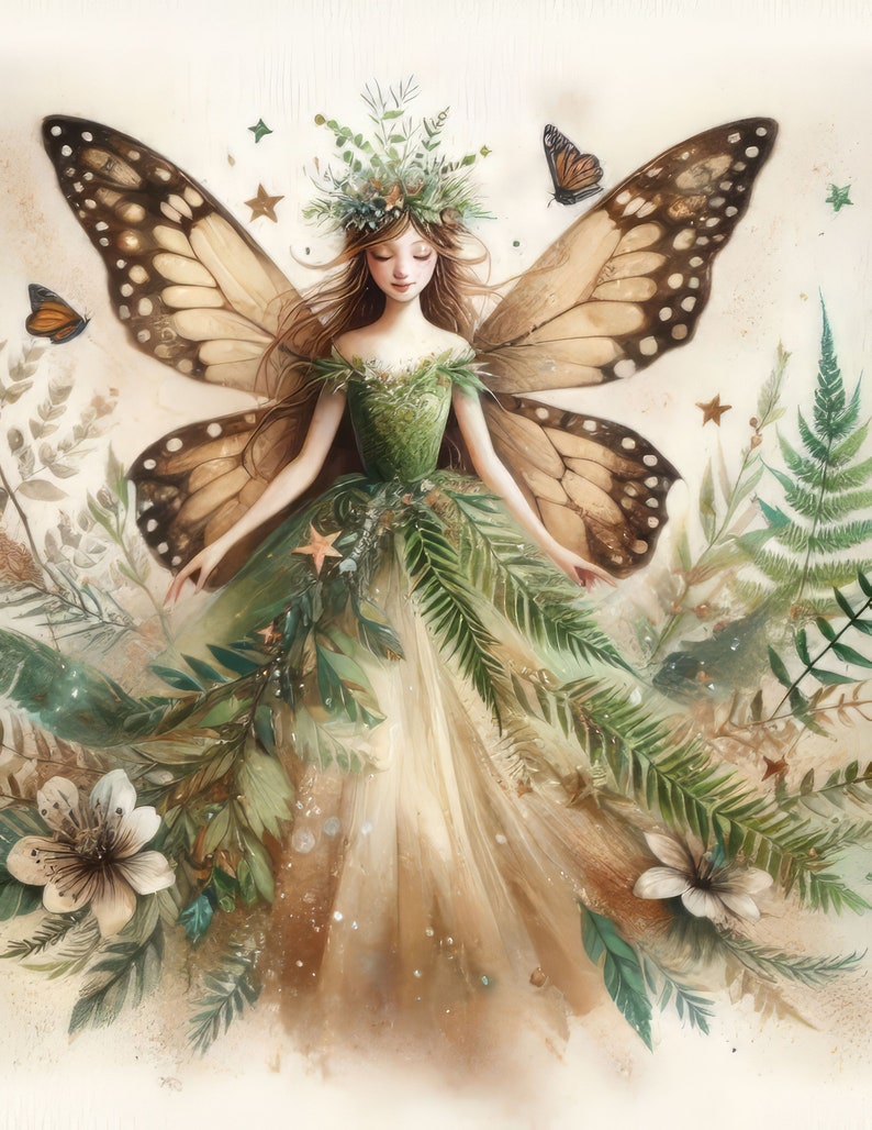 60 imágenes Hada del bosque: Imágenes JPG Kit digital Arte digital Acuarelas digitales Fantasía digitales Scrapbooking Diario Fabricación de tarjetas imagen 5