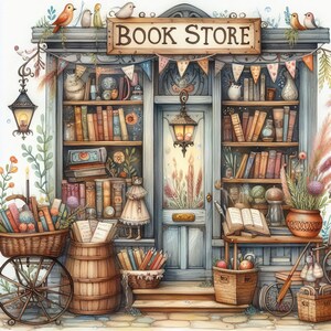 55 Images Whimsical Book Store Images Digital Art Printable Instant ...