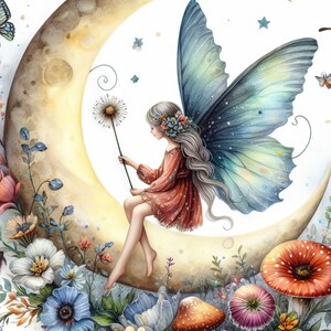 50 Images Moon Fairy Images Digital Art Printable Kit Instant Digital ...