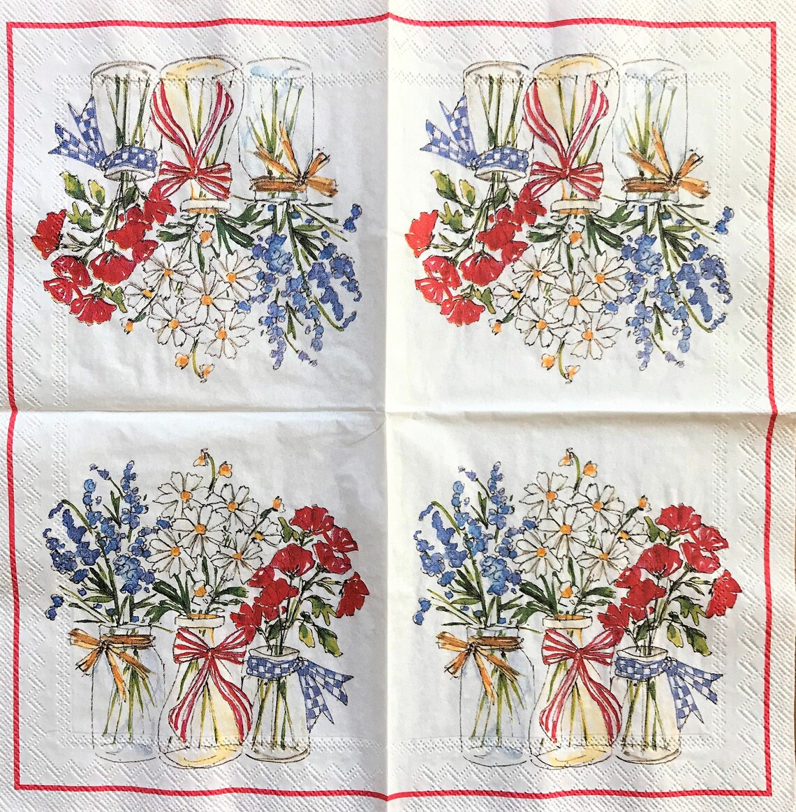 Decoupage Napkin 5 X 5 Wildflower Bouquets Etsy