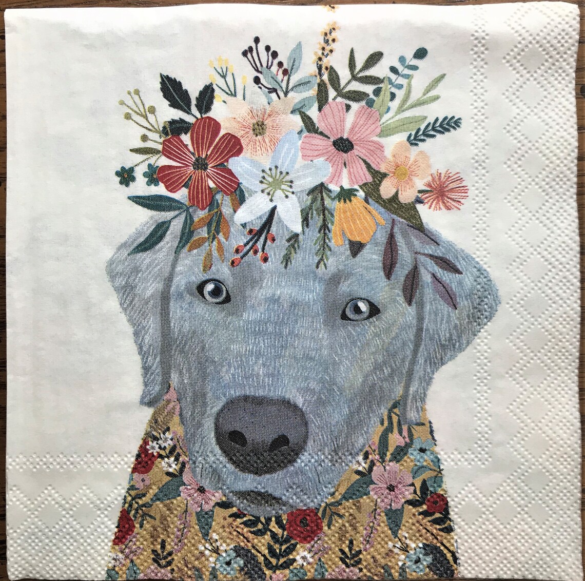 Decoupage Napkin 5 x 5 Flower Dog Lab Etsy