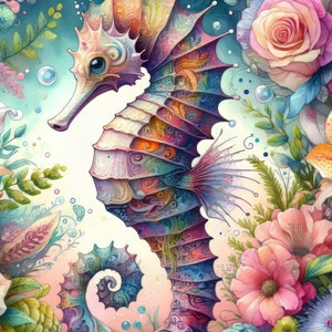65 imágenes Imágenes de caballitos de mar Kit de arte digital imprimible Descarga digital instantánea Imágenes vintage Imágenes digitales Scrapbooking Diario Fabricación de tarjetas