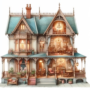 38 Images Victorian Dollhouse Images Digital Art Printable Kit Instant ...