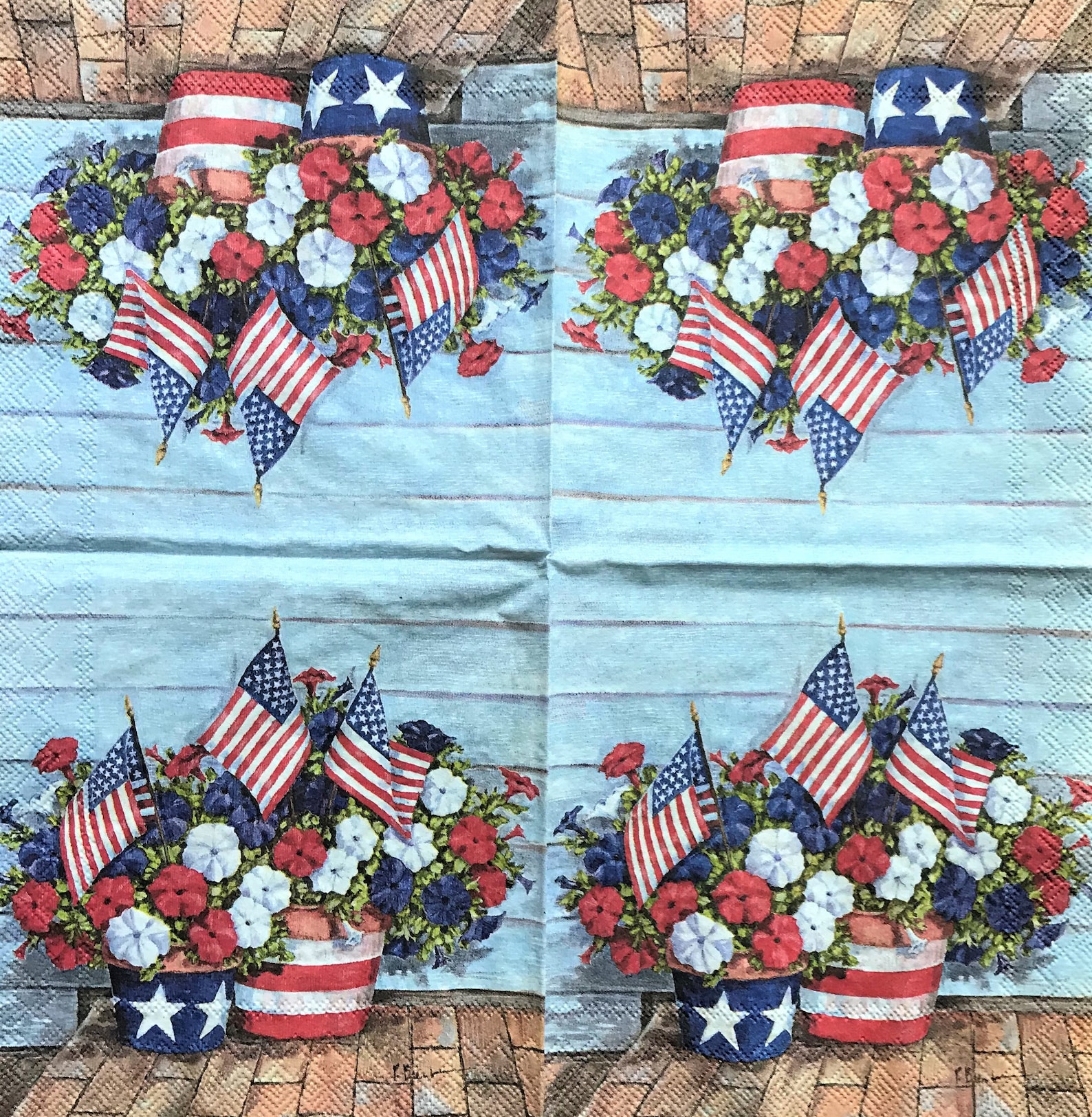 Decoupage Napkins 5 X 5 American Flags and Etsy