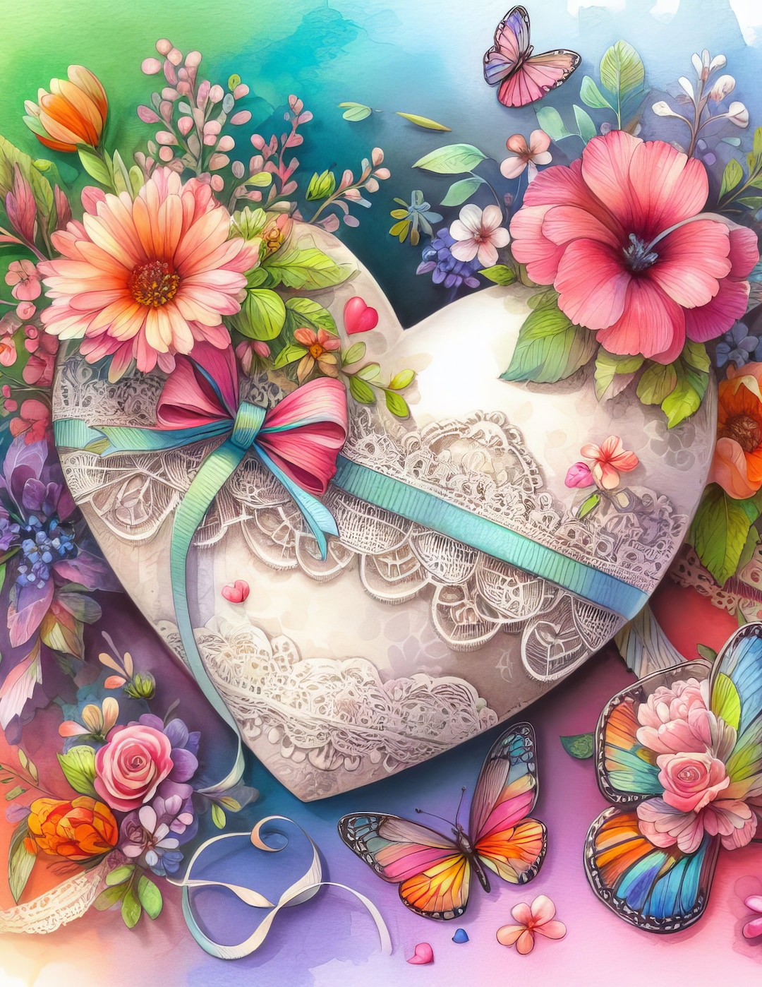 Hearts And Flowers Images Printable