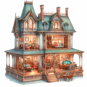 38 Images Victorian Dollhouse Images Digital Art Printable Kit Instant ...