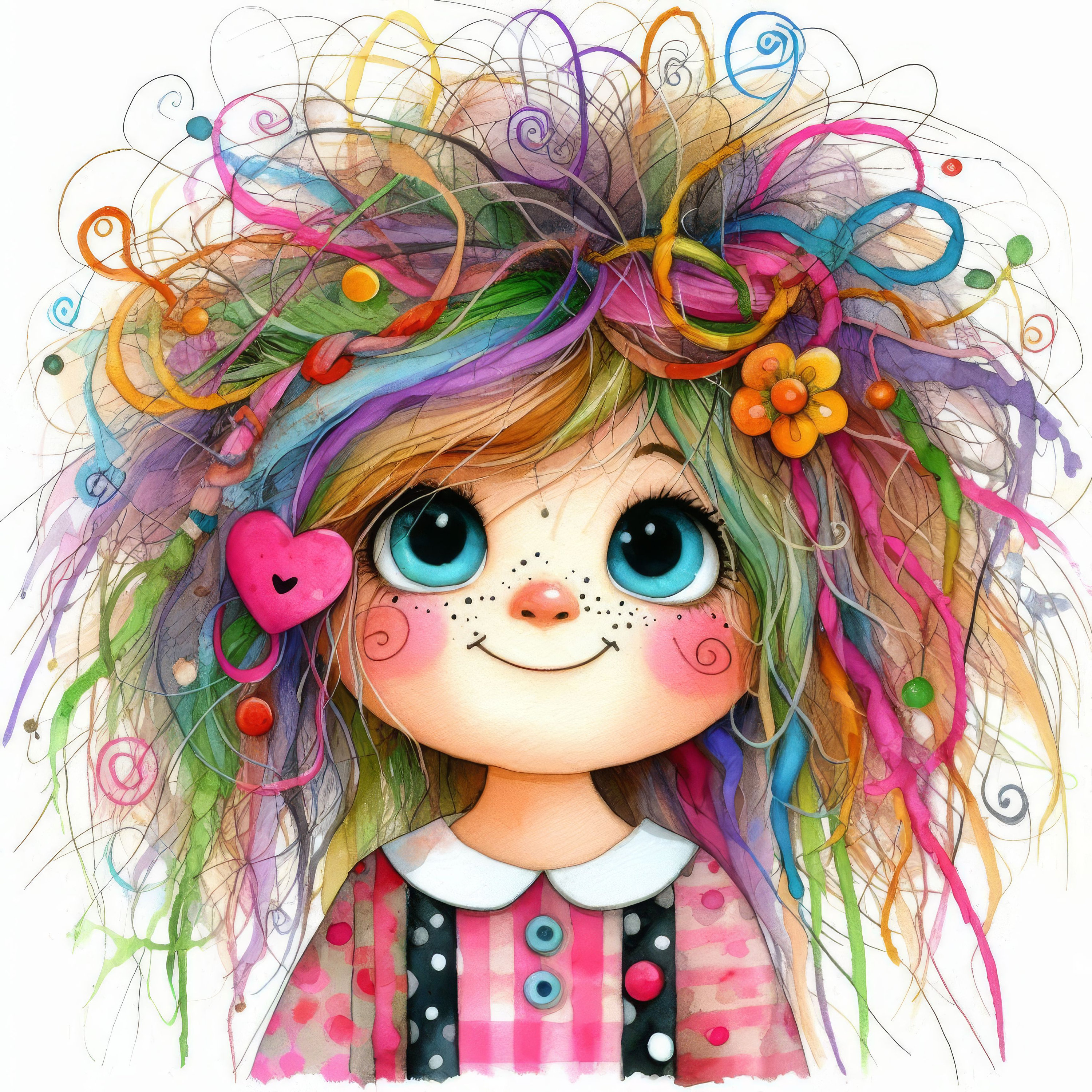 59 images Little Girl with Big Hair Images Digital Art Printable Instant Digital Download  Scrapbooking Journaling Card Making