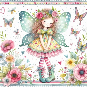 50 images charmante petite fée Images Art numérique imprimable Kit Téléchargement numérique instantané Scrapbooking Journalisation Fabrication de cartes Fantaisie