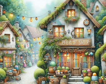 48 Bead Shop Images: Digital Art, Printable Instant Digital Download, Graphic Images, Journaling, Card Making, Whimsical, Fantasy