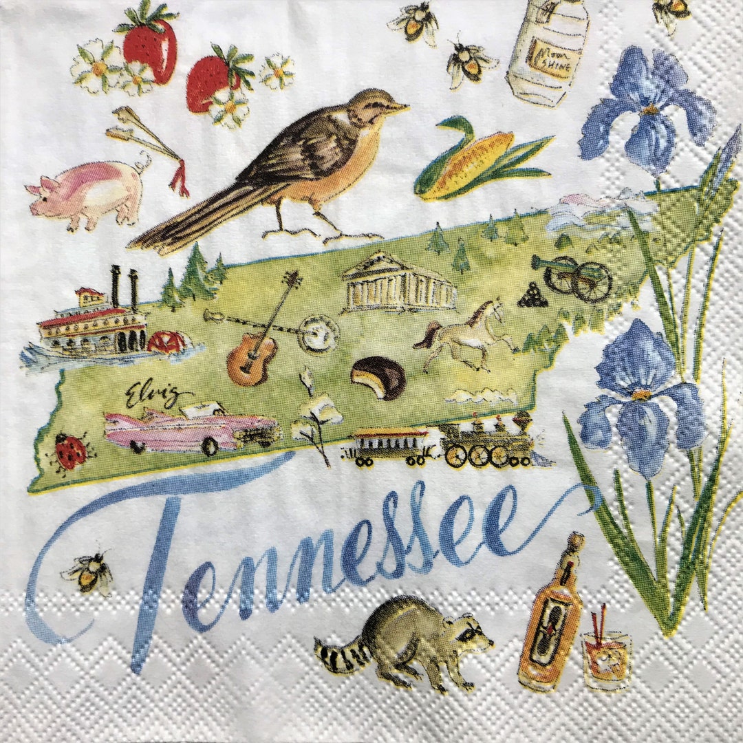 Decoupage Napkin, 5 X 5, Tennessee, Decoupage Napkins, Collage Napkin