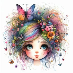 50 images de fille papillon, art numérique imprimable, téléchargement numérique instantané, scrapbooking, journalisation, fabrication de cartes, lunatique