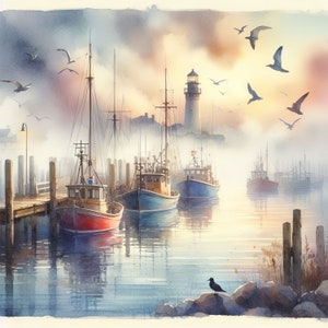 52 Images Misty Harbor Digital Art Printable Instant Digital Download 52-images-misty-harbor-digital-art-printable-instant-digital-download