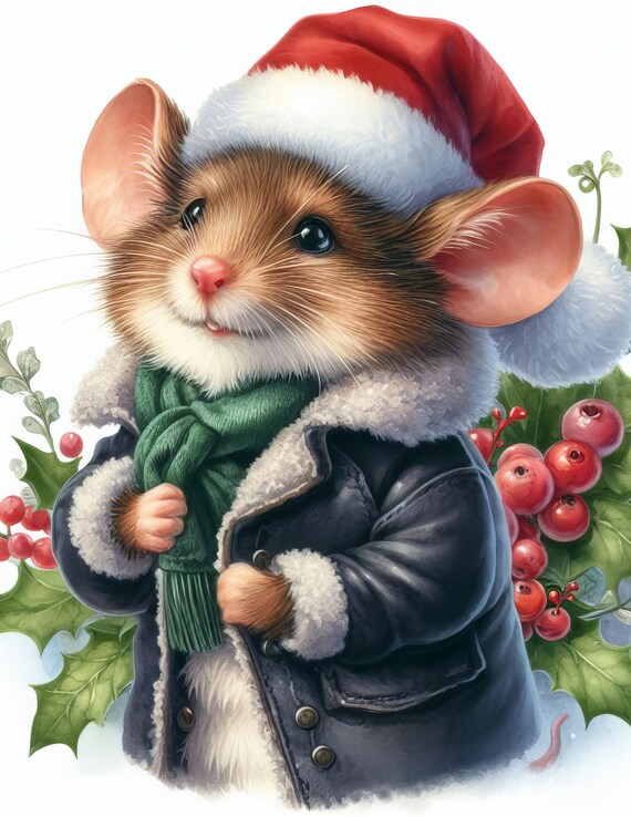 34 images Christmas Mouse: Digital Art, Instant Digital Download, Scrapbooking, Journaling, Card Making