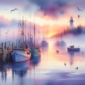 52 Images Misty Harbor Digital Art Printable Instant Digital Download 52-images-misty-harbor-digital-art-printable-instant-digital-download