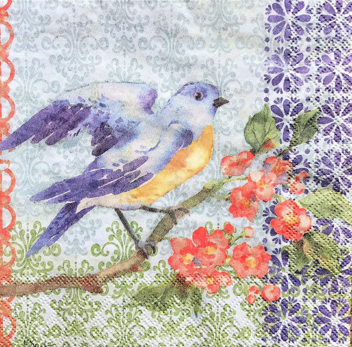 Decoupage Napkin 5 X 5 Bluebird Scrapbooking Etsy