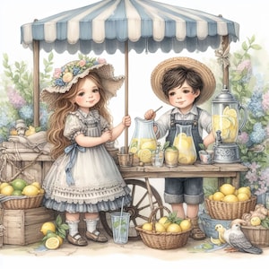 55 afbeeldingen Limonadekraam Afbeeldingen Digitale kunst Afdrukbare Instant Digitale Download Vintage afbeeldingen Scrapbooking Journaling Kaarten maken