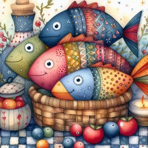 55 immagini di pesci calico stravaganti, immagini di arte digitale, stampabili, download digitale istantaneo, immagini vintage, scrapbooking, journaling, creazione di biglietti