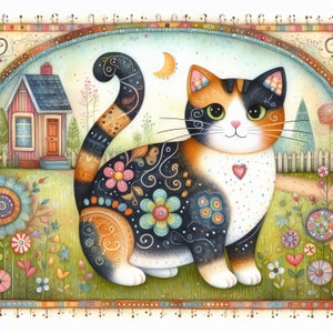 50 images fantaisistes chat calicot Images Art numérique kit imprimable Téléchargement numérique instantané Scrapbooking journalisation Fabrication de cartes