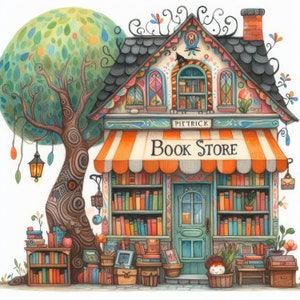 55 Images Whimsical Book Store Images Digital Art Printable Instant ...