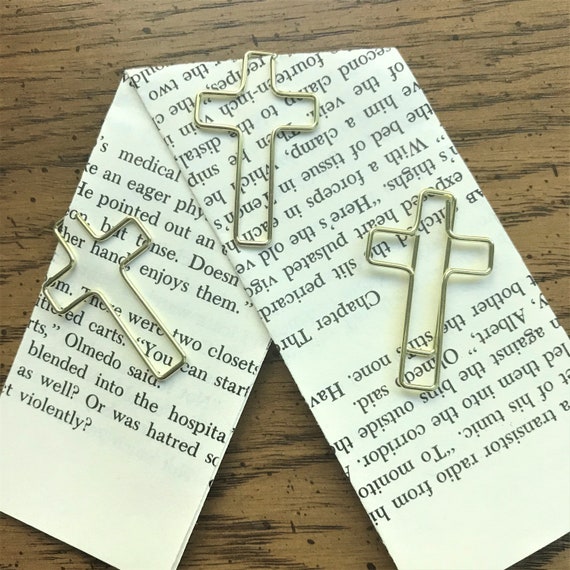 Set of 3 Gold Cross Paper Clips, Journal Clips, Planner Clips, TN  Accessories, Journal Clip, Bookmark, Page Marker 