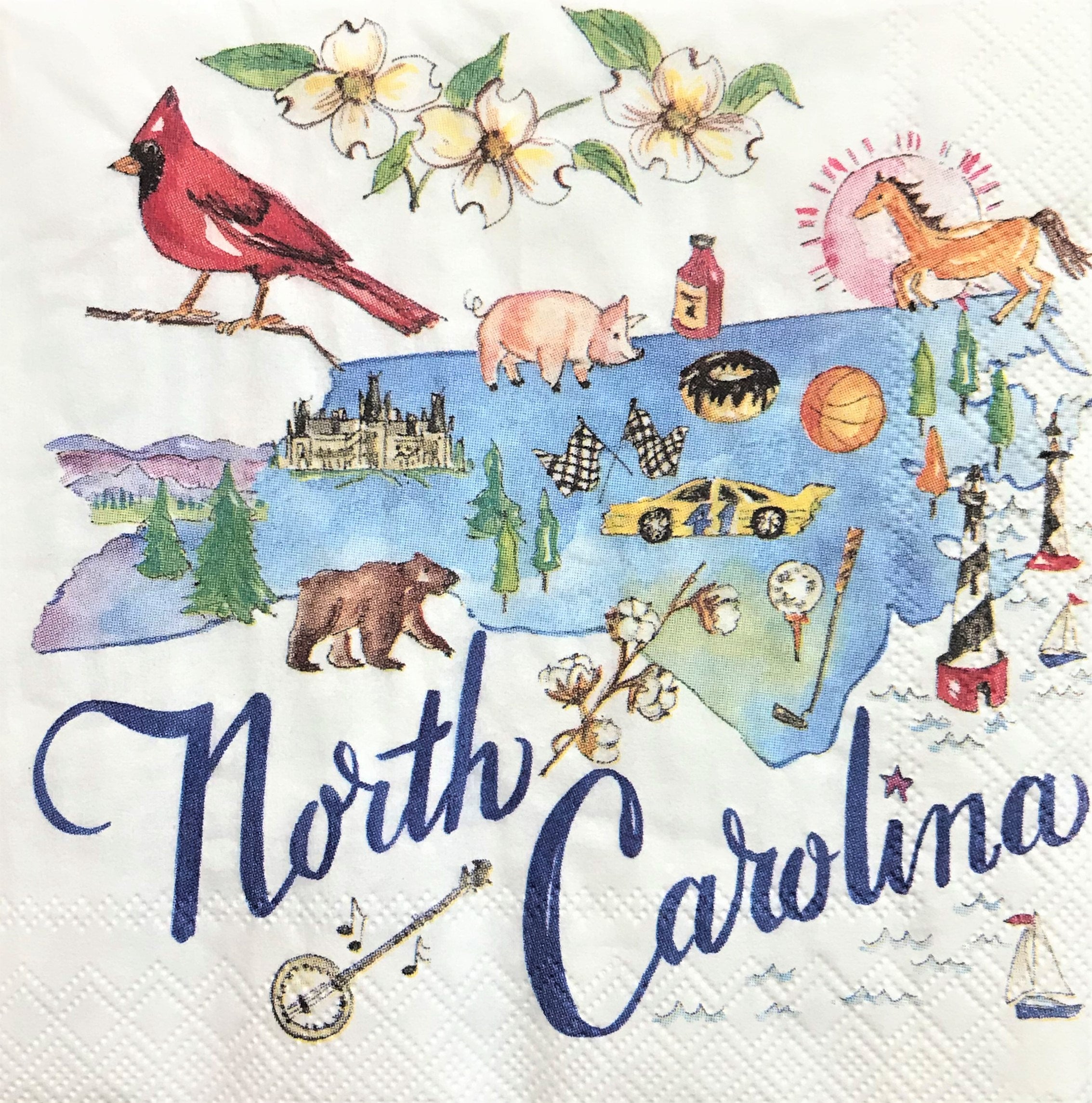 Decoupage Napkins 5 X 5 North Carolina Napkin Etsy