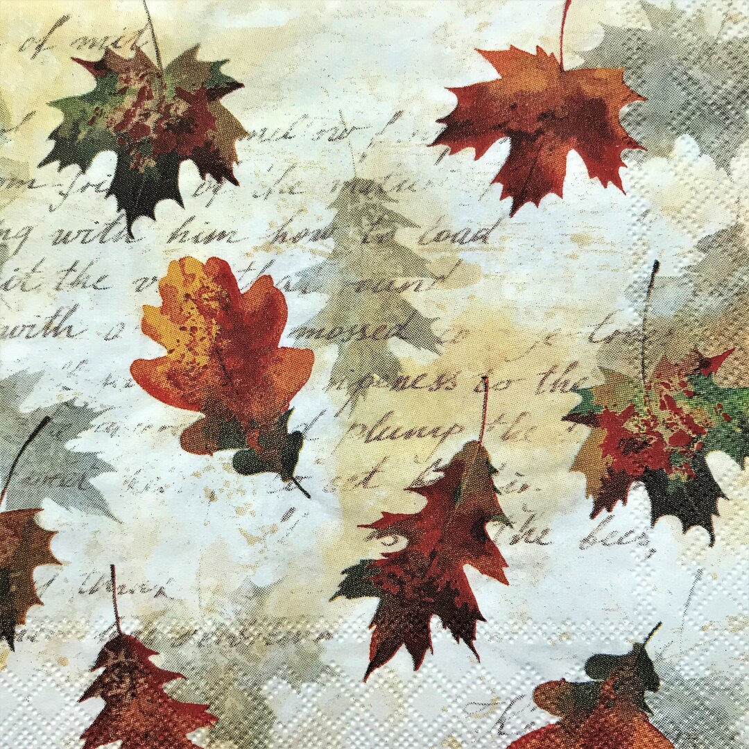 Decoupage Napkins, 5 X 5, Falling Leaves Napkin, Junk Journals, Fall