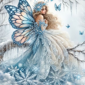 Digital Kit 64 Winter Fairy Images Digital Art Printable Kit Instant Digital Download Vintage Images Digitals Vintage Digitals image 1