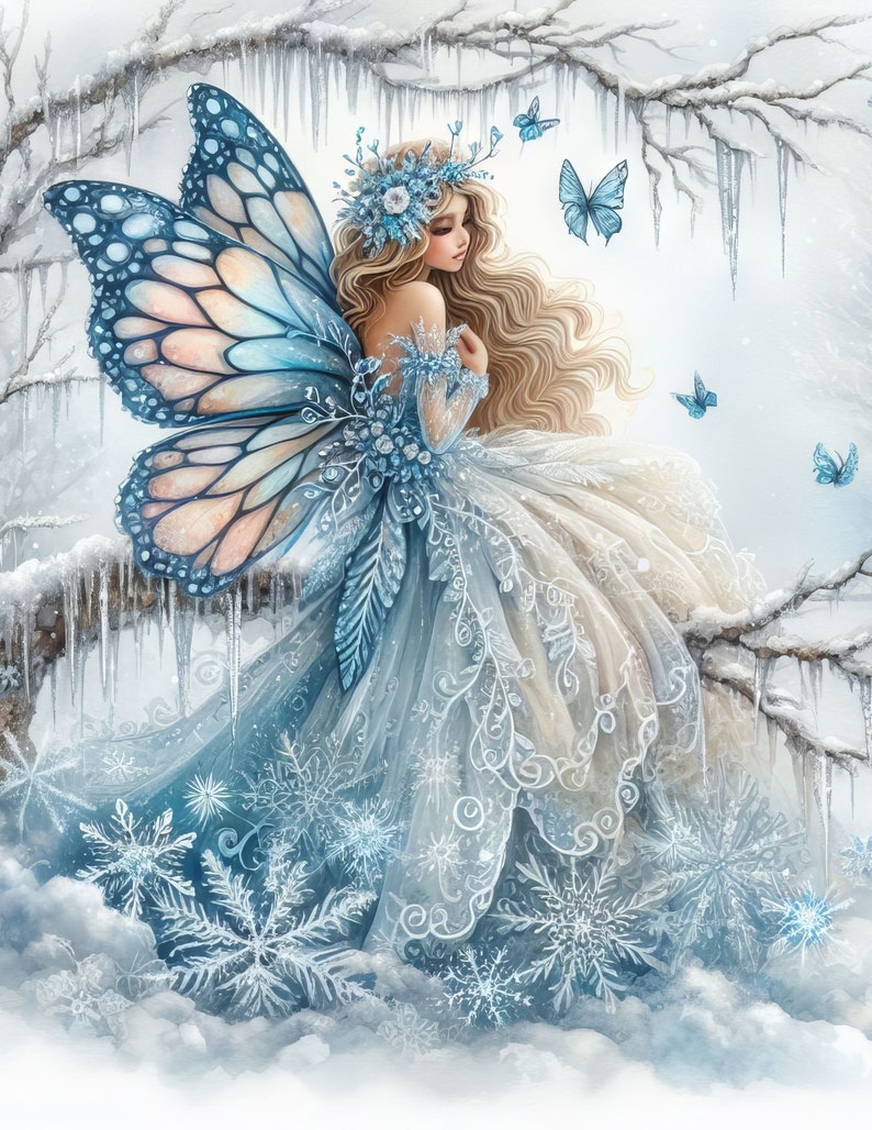 Digital Kit 64 Winter Fairy Images Digital Art Printable Kit Instant Digital Download Vintage Images Digitals Vintage Digitals image 1