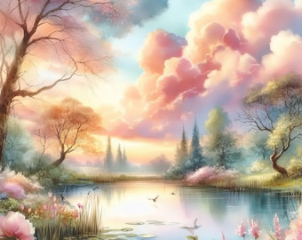 50 images Romantic Clouds: Digital Art, jpeg Printable Instant Digital Download, Scrapbooking, Journaling, Card Making
