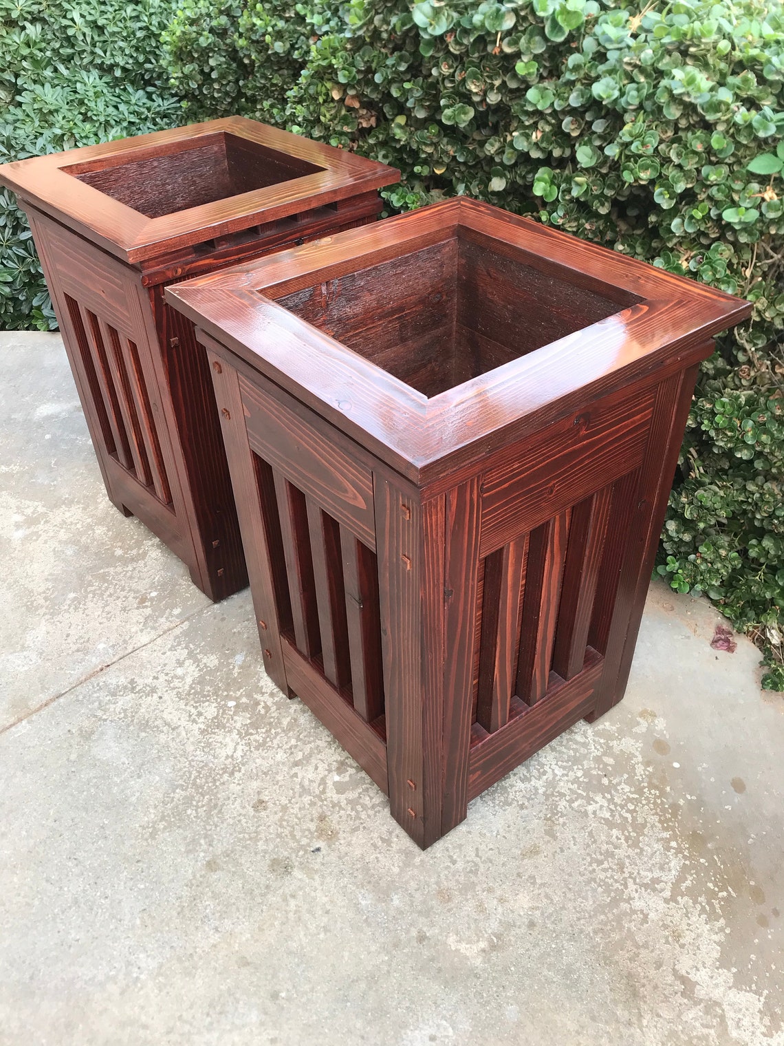 Cedar/redwood Mission Style Planter Box Set Cedar Planter Etsy