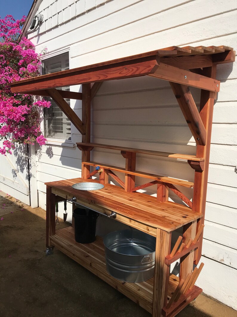 cheap potting bench on Potting Bench With Canopy Potting Table With Water Spigot Etsy
